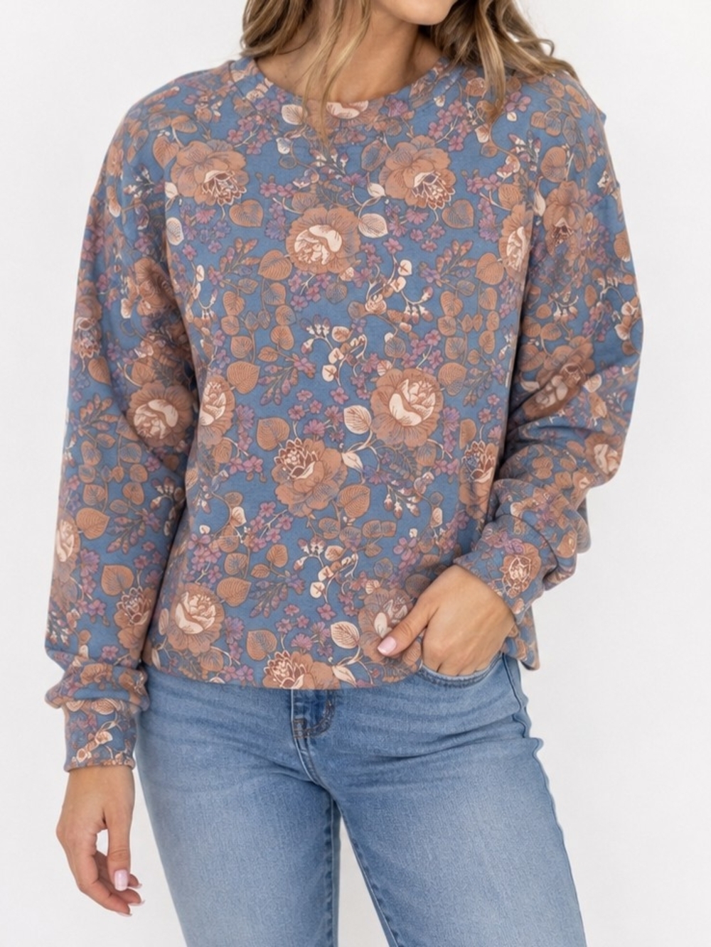 Bobeau Floral Sweatshirt Small Boho Cottagecore Made USA